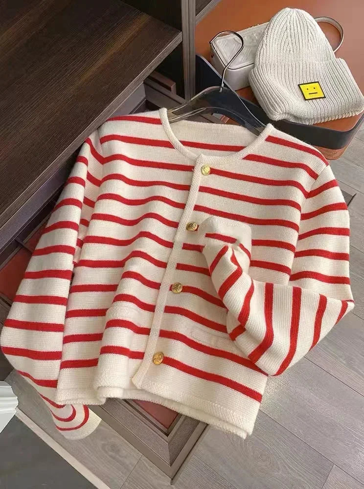 Outfit Look ChicFit Stripe Knit Cardigan