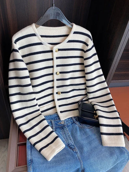 Outfit Look ChicFit Stripe Knit Cardigan