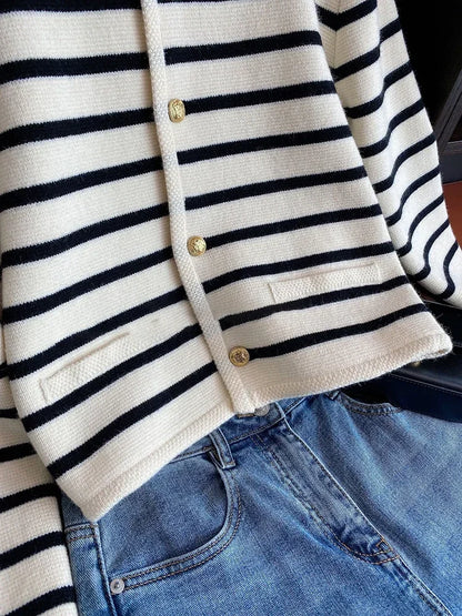 Outfit Look ChicFit Stripe Knit Cardigan