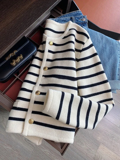 Outfit Look ChicFit Stripe Knit Cardigan