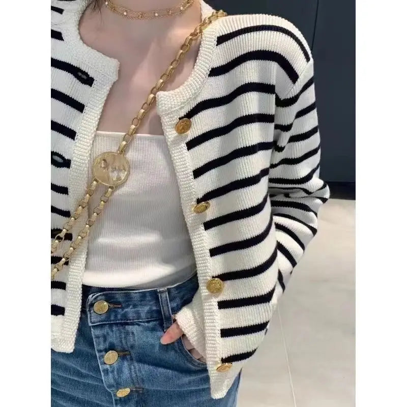 Outfit Look ChicFit Stripe Knit Cardigan